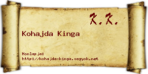 Kohajda Kinga névjegykártya